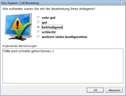 Bewertung :: Mitarbeiter haben optional die Möglichkeit, Bewertungen zu erledigten Supportcalls abzugeben